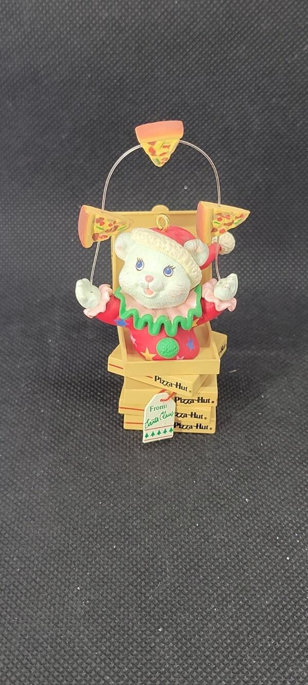 Enesco Ornament 1994 Pizza Hut Hand Tossed Tidings cat clown Christmas mouse EUC